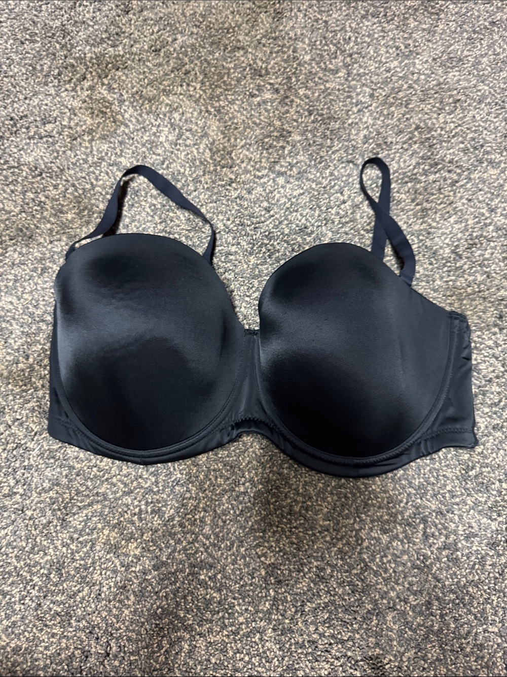 Ashley Stewart Black Strapless Convertible Satin Bra  Size 40DDD 40F